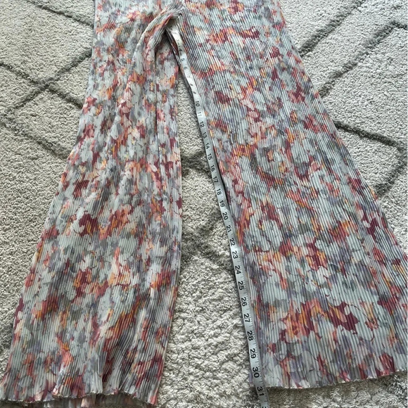 RDI floral pants flare leg pleated pull on elastic waist large - Picture 4 of 8